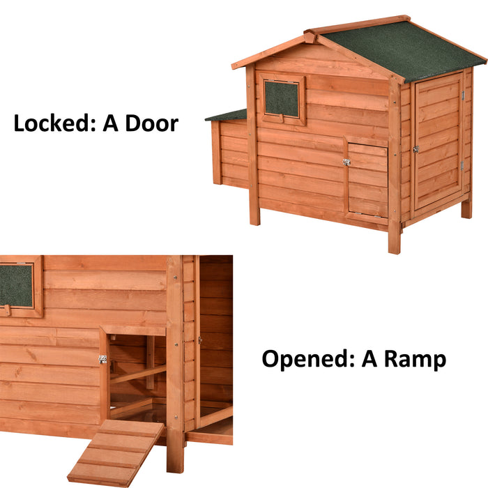 Wood Chicken Coop for 2-3 Chickens, Small Animal Cage Bunny Hutch with Removable Tray and Ramp (Natural,53inch)
