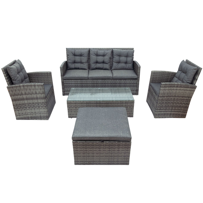 5-piece All Weather Wicker Outdoor UV-Resistant Patio Sofa Set