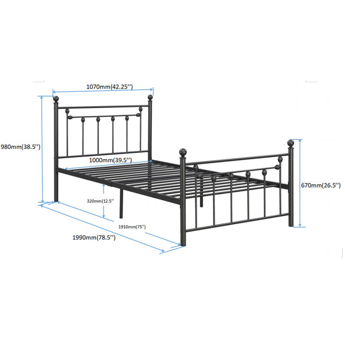 Twin Size Metal Bed Frame with Headboard and Footboard