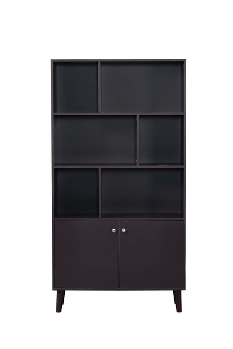 67\" Bookcase with Doors, 3-tier Bookshelf