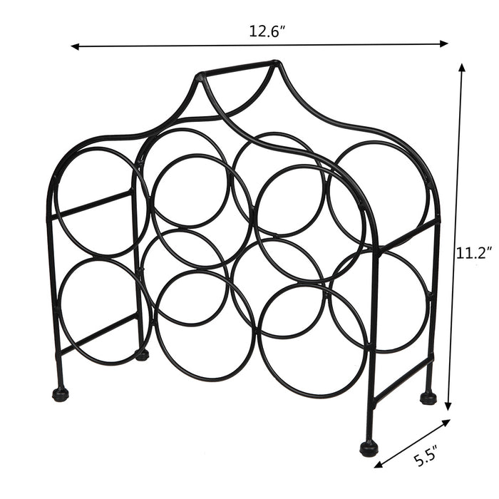 Black 6 Bottle Metal Wine Rack