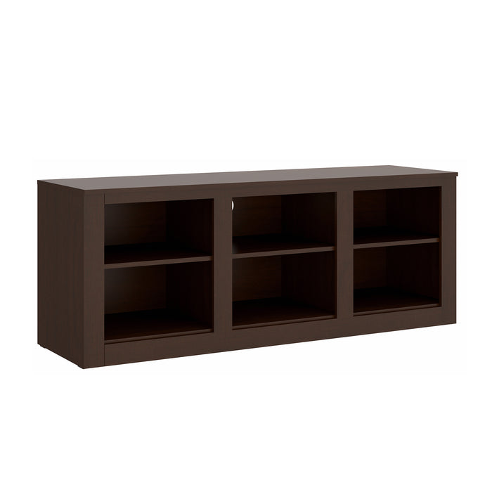 DunaWest 59 Inch Rectangular TV Stand with 6 Open Compartments, Tobacco Brown