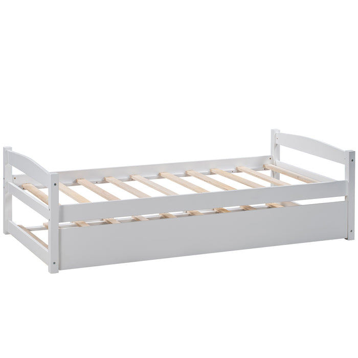 [Not allowed to sell to Walmart] Wooden Daybed with Trundle, Twin Size Captain&rsquo;s Bed, White(New)