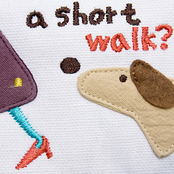 [Short Walk] Embroidered Applique Fabric Art Trifold Wallet Purse