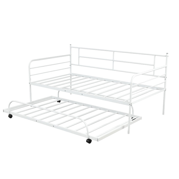 Jones Classic White Durable Metal Trundle Daybed