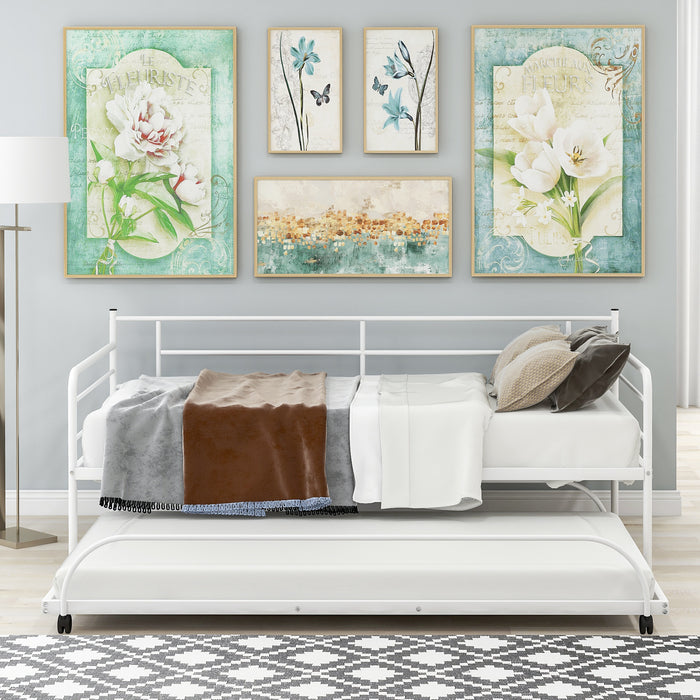 Jones Classic White Durable Metal Trundle Daybed