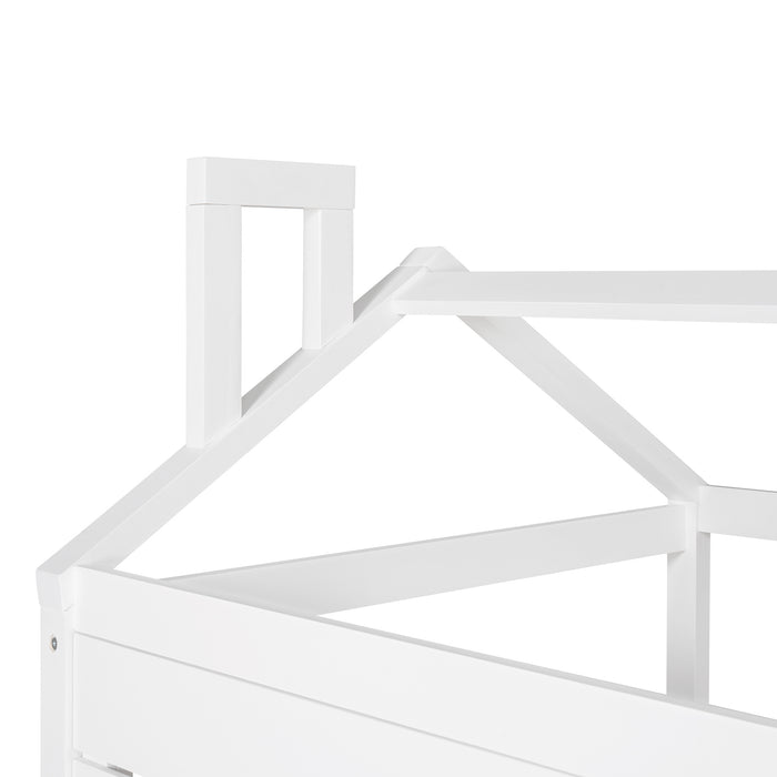Twin Size House Bed Wood Bed with Two Drawers