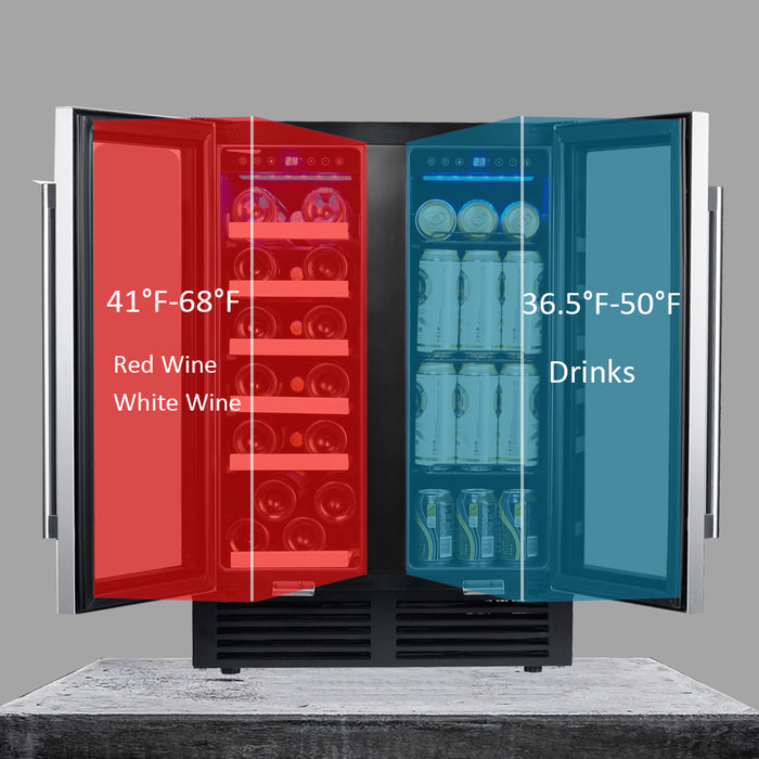 19 Bottle 57 Can Wine Cooler Refrigerator - Dual Zone Built-in