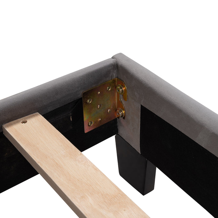 New Space Queen Size Velvet Upholstered Platform Bed