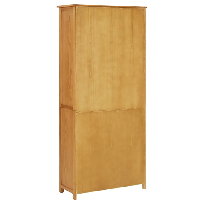Bookcase 4 Doors 35.4"x13.8"x78.7" Solid Oak Wood and Glass