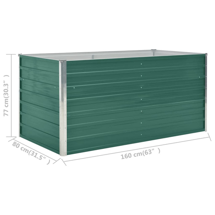 Raised Garden Bed 63"x31.5"x30.3" Galvanized Steel Green