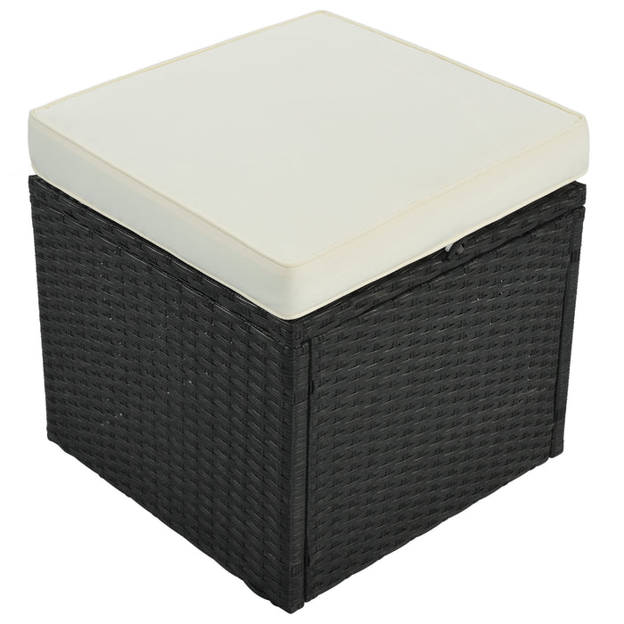 Large Outdoor Wicker Sofa Set, PE Rattan, Movable Cushion, Sectional Lounger Sofa, For Backyard, Porch, Pool, Beige