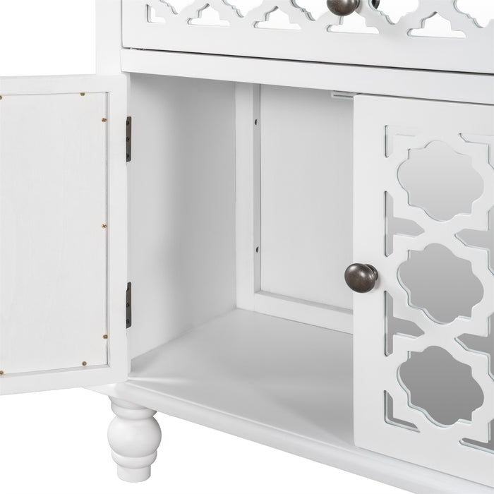 29.5'' Accent Storage Cabinet Wooden Cabinet with Decorative Mirror Door, Modern Sideboard for Entryway, Living Room, Bedroom
