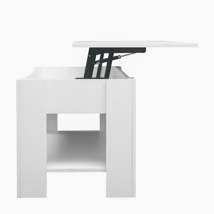 Coffee Table with Hidden Compartment and Storage Shelf, Rising Tabletop for Living Room Reception Room