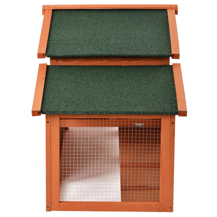 70-Inch Wood Rabbit Hutch Outdoor Pet House Chicken Coop for Small Animals with 2 Run Play Area