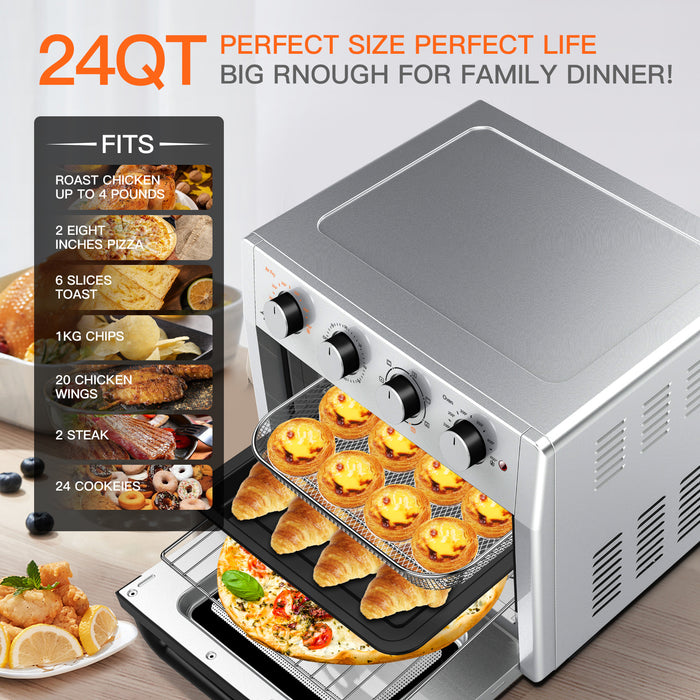WEESTA Air Fryer Toaster Oven 24 Quart - 7-In-1,with Air Fry, Roast, Toast, Broil & Bake Function