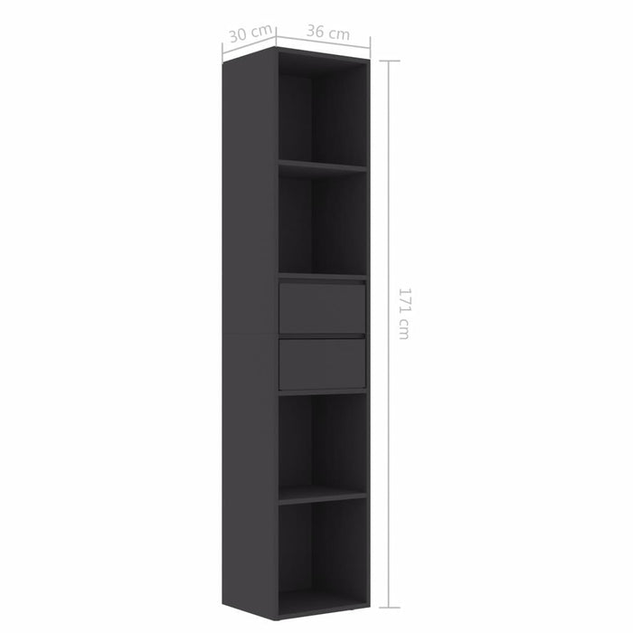 Book Cabinet Gray 14.2"x11.8"x67.3" Chipboard