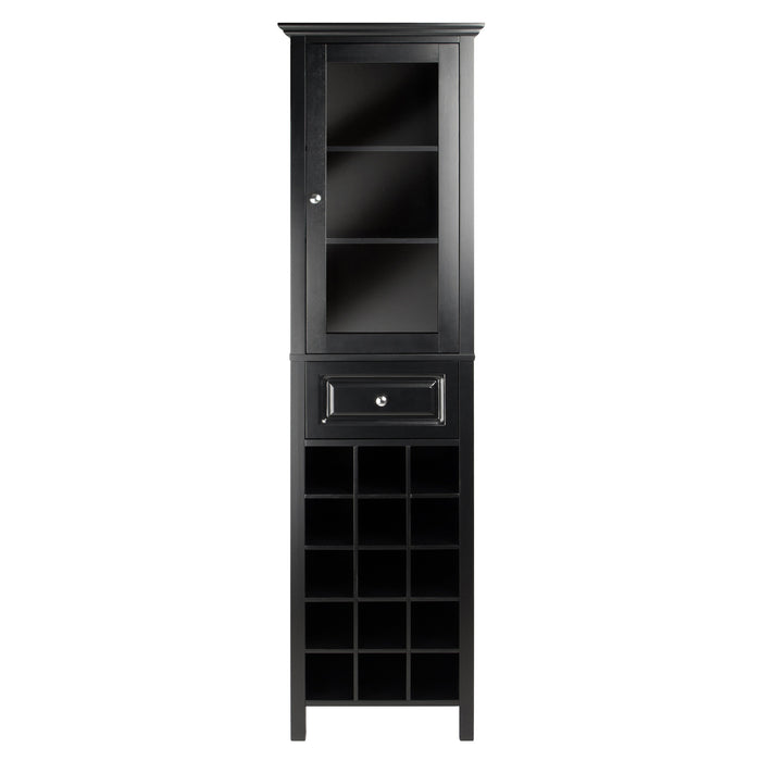 Black Glass Door Wine Cabinet 15-Bottle