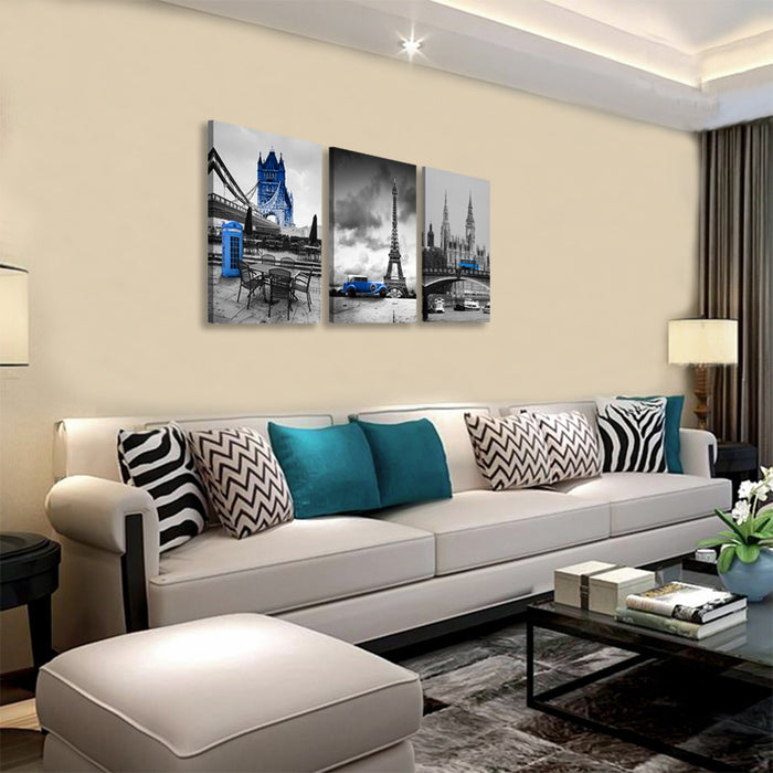 Europe Blue Bus Canvas