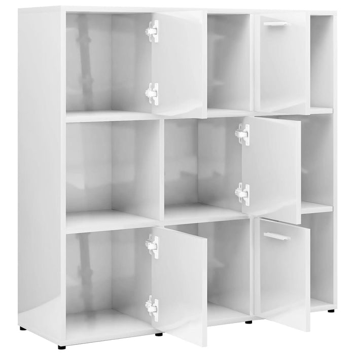 Book Cabinet High Gloss White 35.4"x11.8"x35.4" Chipboard