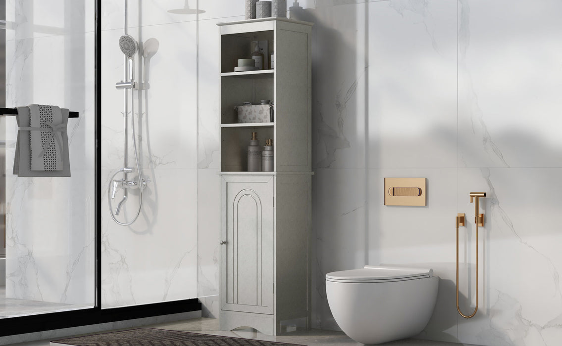 Tall Bathroom Cabinet, Freestanding Storage Cabinet with Door, MDF Board, Adjustable Shelf, Grey