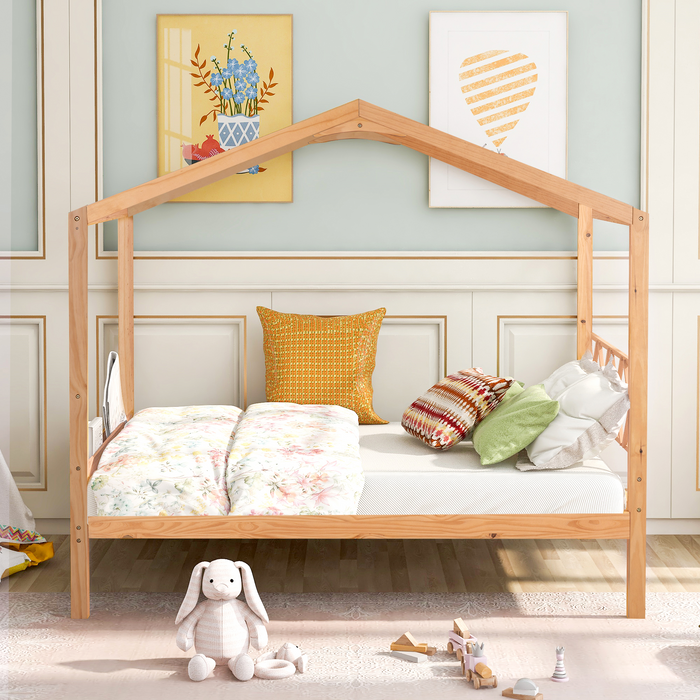 MyRoomz Full Size Wood House Bed with Storage Space