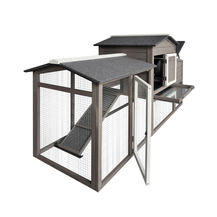 Multi-Level hen house poultry cage with ramps large run nesting box wire fence outdoor wooden chicken coop