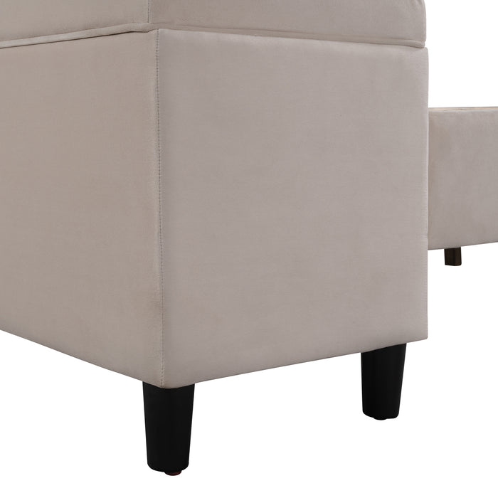 New Space Queen Size Storage Bed Upholstered Platform Bed with a Cushioned Ottoman