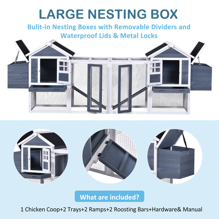Natural Gray Large Outdoor Wooden Chicken Coop Rabbit Hutch