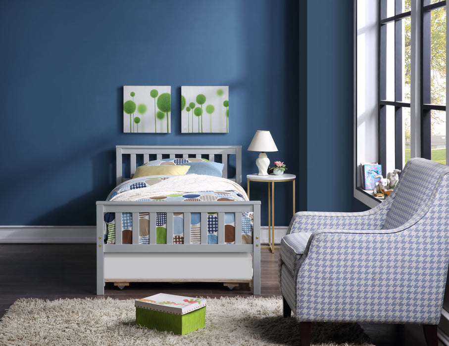 Twin Bed with Trundle,Grey