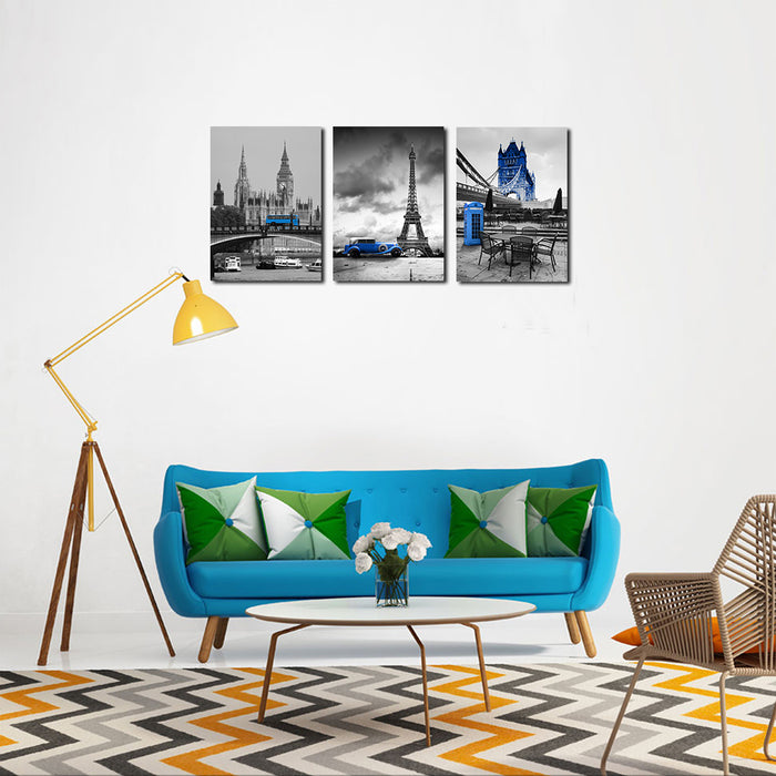 Europe Blue Bus Canvas