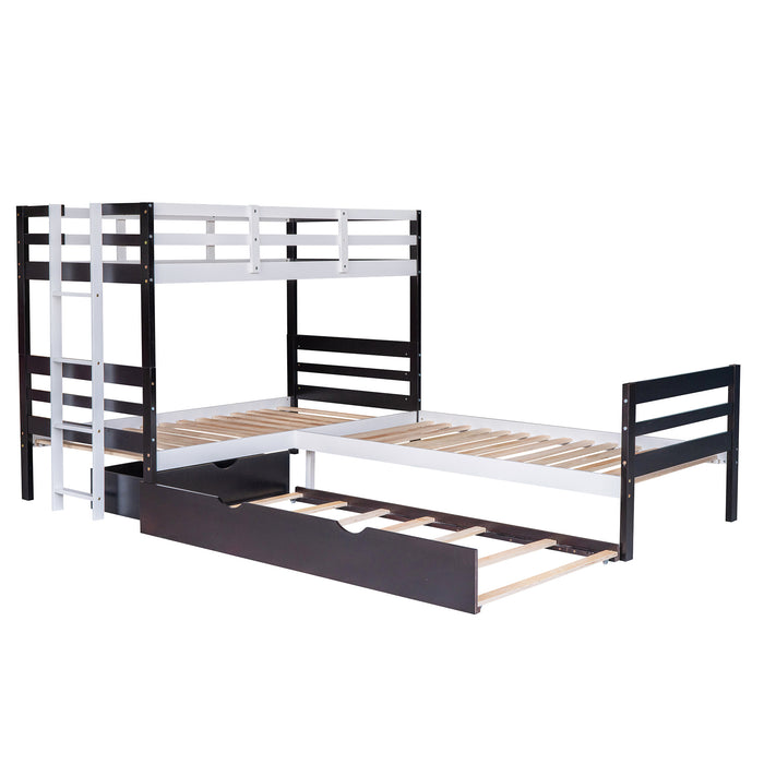 New Space Twin Size L-Shaped Bunk Bed and Platform Bed