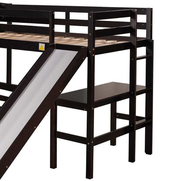 MyRoom Twin over Full Bunk Bed with Twin Size Loft Bed Slide