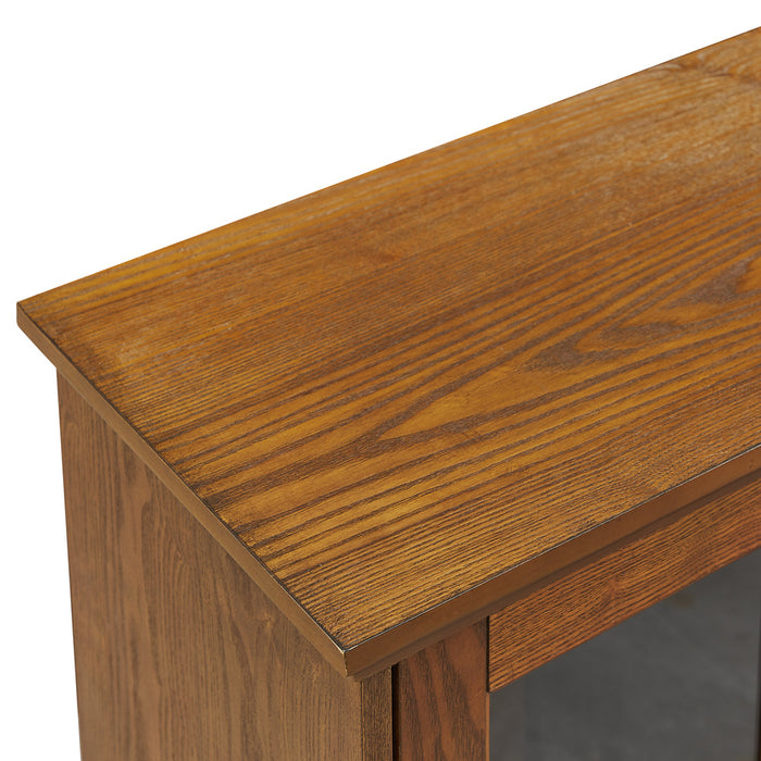 Modern Electric Fireplace TV Stand Fit up to 55" Flat Screen TV with Storage Cabinet Adjustable Tempered Glass Shelves Wood Veneer Tall Entertainment Center for Living Room, Espresso