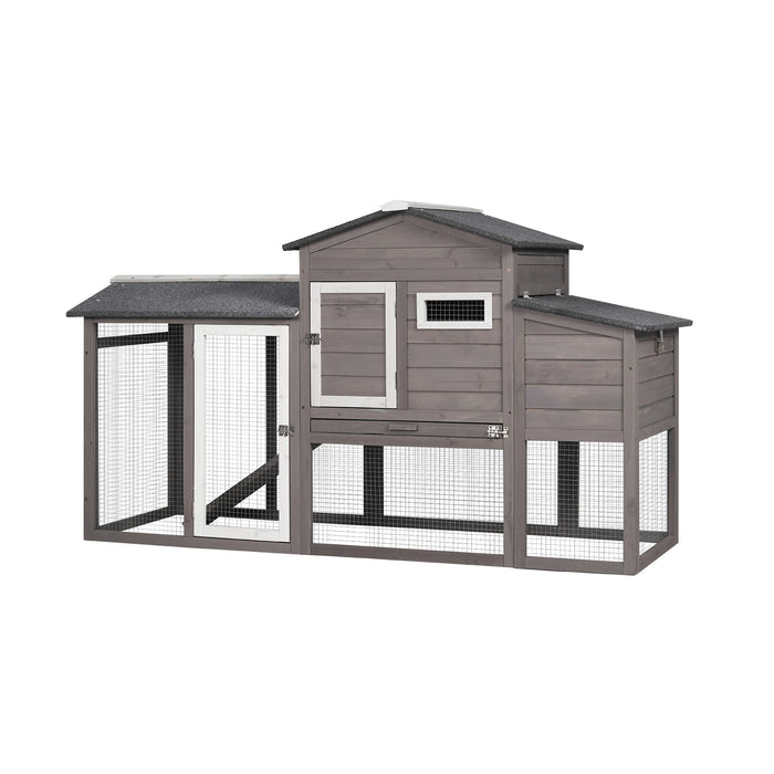 Multi-Level hen house poultry cage with ramps large run nesting box wire fence outdoor wooden chicken coop