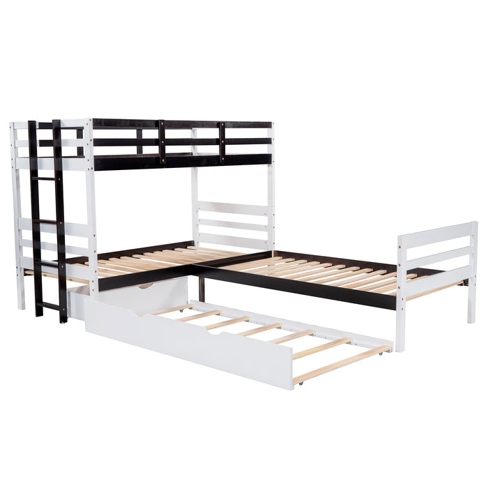 New Space Twin Size L-Shaped Bunk Bed and Platform Bed