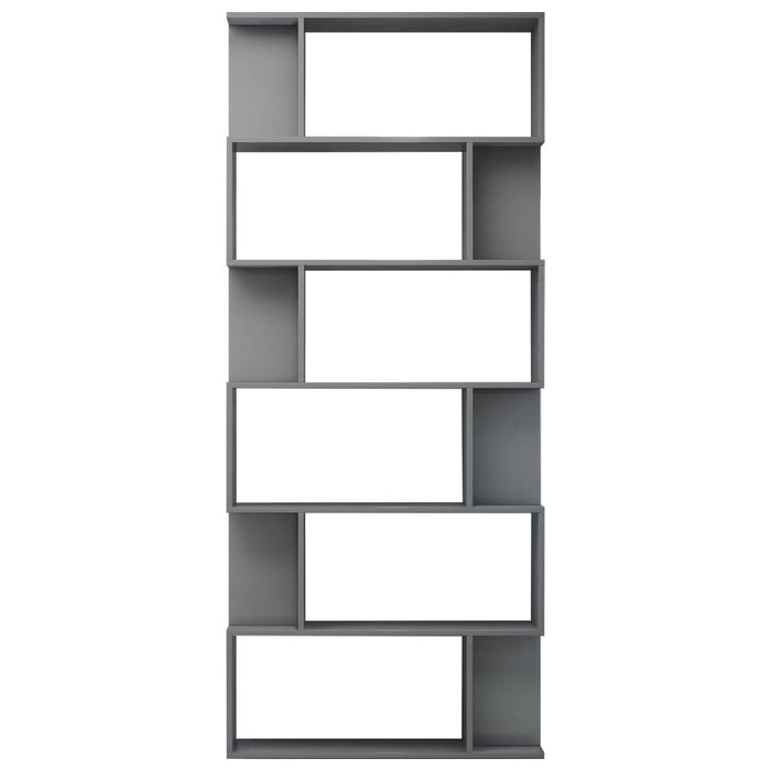 Book Cabinet/Room Divider High Gloss Gray 31.5"x9.4"x75.6"