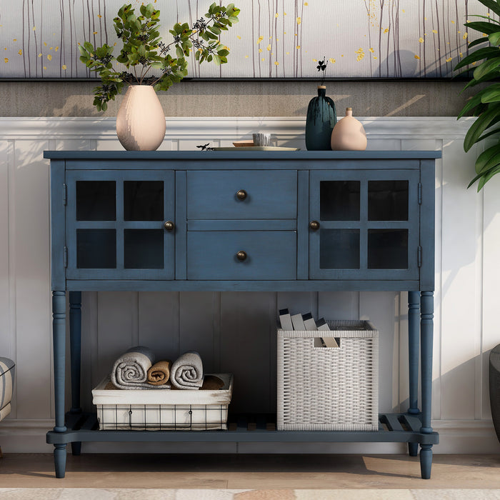 Farmhouse Wood Sideboard Console Table with Bottom Shelf