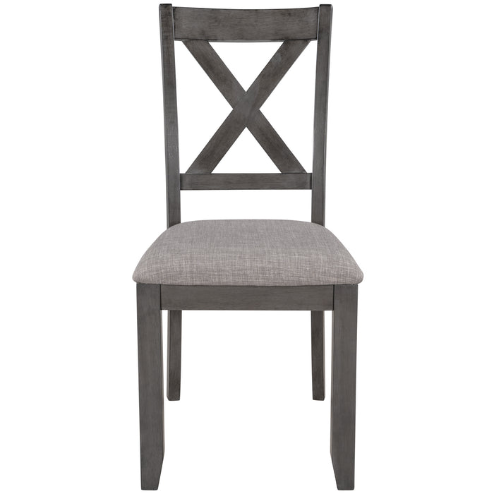 6-Piece Kitchen Dining Table Set Wooden Rectangular Dining Table, 4 Fabric Chairs and Bench Family Furniture