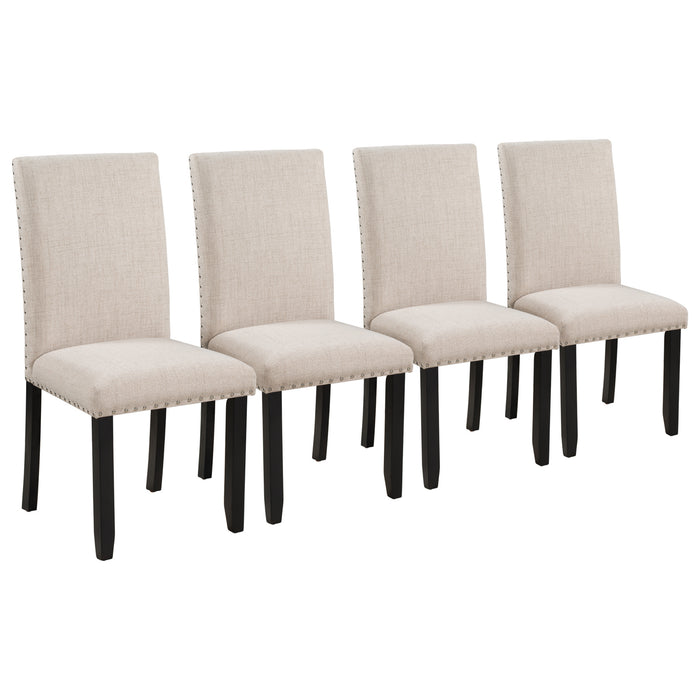 Faux Marble 5-Piece Dining Set Table with 4 Thicken Cushion Dining Chairs