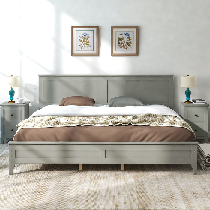 Modern Solid Wood King Platform Bed