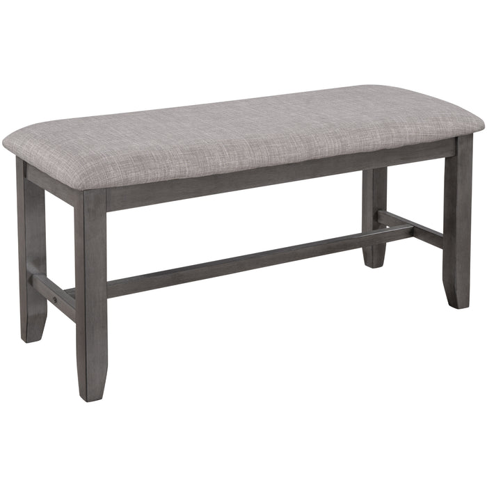 6-Piece Kitchen Dining Table Set Wooden Rectangular Dining Table, 4 Fabric Chairs and Bench Family Furniture