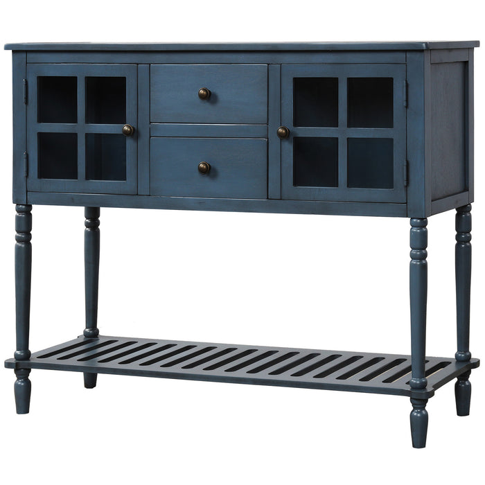 Farmhouse Wood Sideboard Console Table with Bottom Shelf
