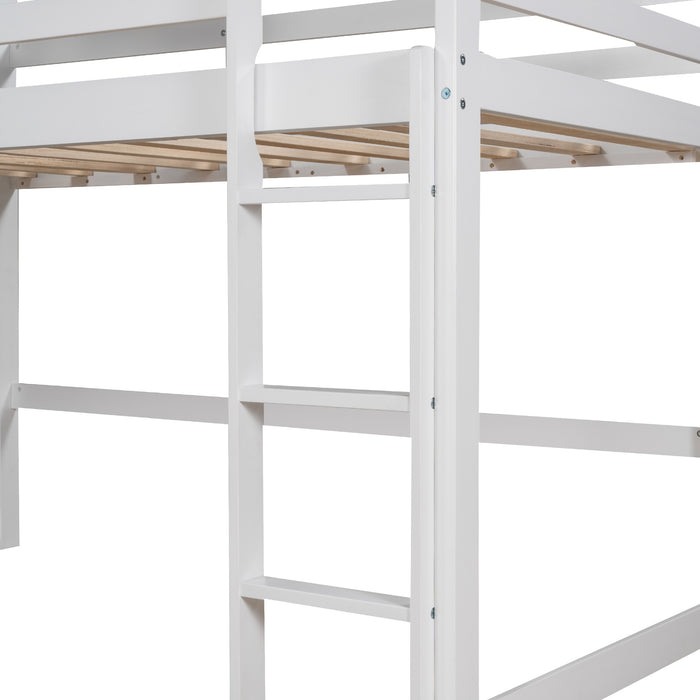Twin Size Loft Bed with Roof, House Bed, Gray and White
