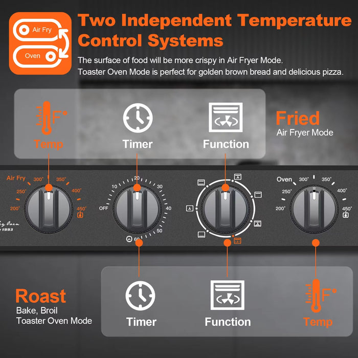 WEESTA 7-in-1 Convection Oven Countertop, 24QT Large Air Fryer with Accessories & E-Recipes