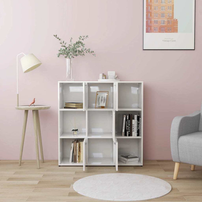 Book Cabinet High Gloss White 35.4"x11.8"x35.4" Chipboard