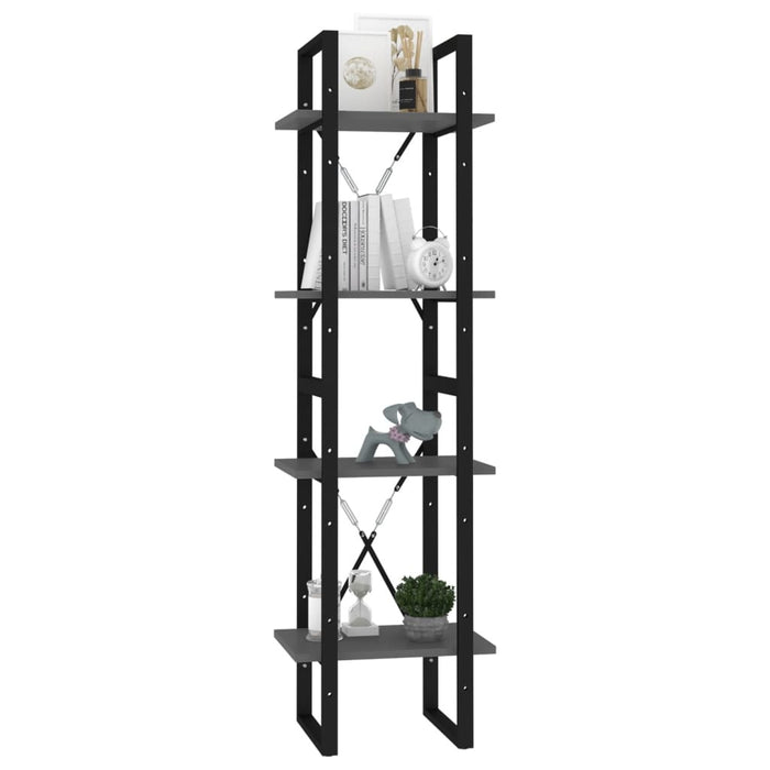 4-Tier Book Cabinet Gray 15.7"x11.8"x55.1" Chipboard