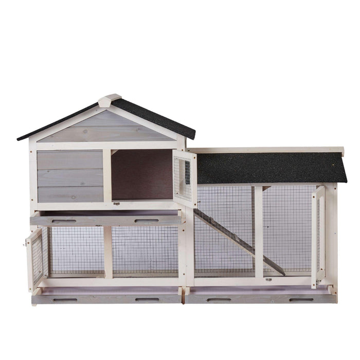 58" Waterproof Wooden Animal Hutch, Indoor Outdoor Chicken Coop Rabbit Hutch Kit w/Roof