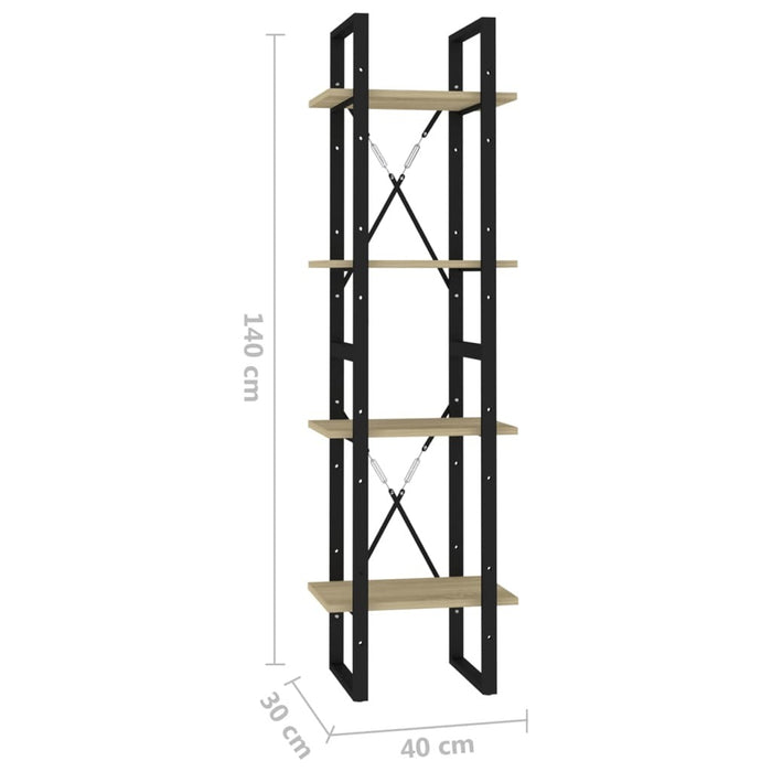 4-Tier Book Cabinet Sonoma Oak 15.7"x11.8"x55.1" Chipboard