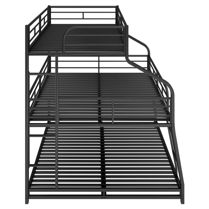 Simple Durable Bunk Bed with Long and Short Ladder and Guardrails